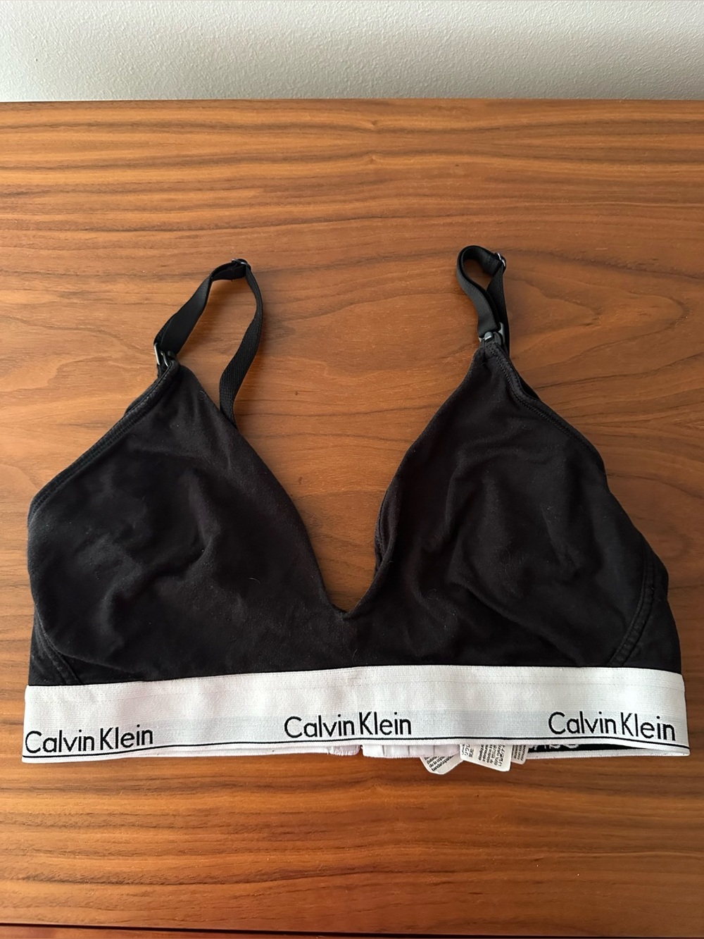 Calvin Klein Black Bralette with White Logo Band